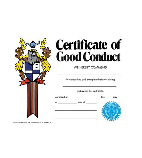 Certificate Of Good Conduct Template