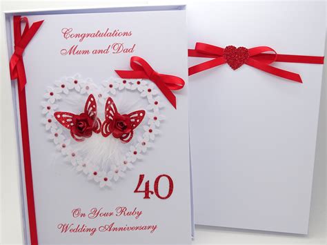 Luxury 40th WEDDING Anniversary Personalised Handmade Card - Etsy UK