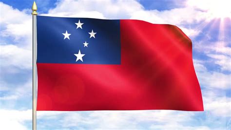 Flag Of Samoa Sky Background Stock Footage Video 6690662 Shutterstock