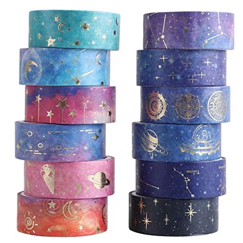 aeborn galaxy purple washi tape gold foil washi masking tape with constellation