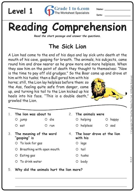 Reading is a very important part of learning a language. English Comprehension Worksheets Grade 9 - Christopher ...