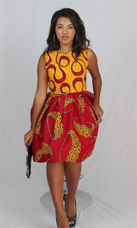 African Print Top And Skirt Set Holiday Outfit Ankara Crop Etsy In