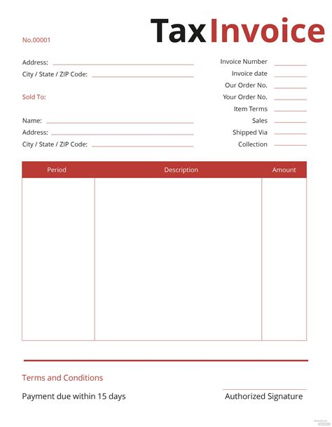 Free Commercial Tax Invoice Template In Adobe Illustrator