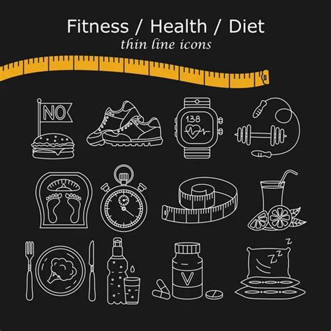 Weight Loss Diet Icons Set Fitness And Health Collection Stock