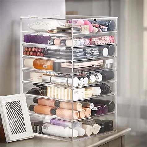 Extra Large 8 Tier Clear Acrylic Cosmetic Makeup Cube Organizer With 7