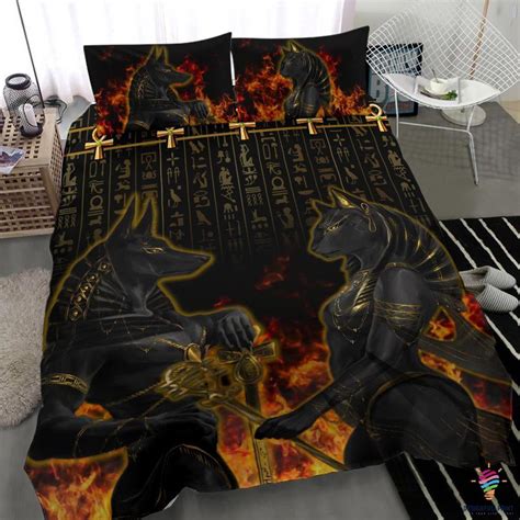 t idea of ancient egyptian god anubis and bastet black couple bedding egyptian bedcover hg