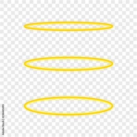 Set Halo Angel Ring Holy Golden Nimbus Circle Isolated On Transparent