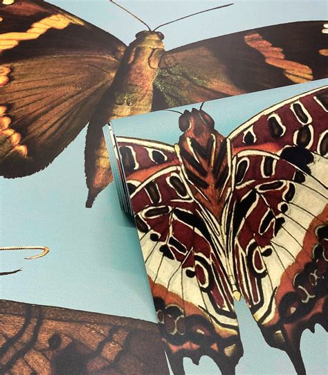 Vintage Wallpaper Moths And Butterflies Pattern Removable Etsy