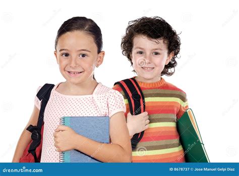 Two Children Students Returning To School Stock Image Image Of