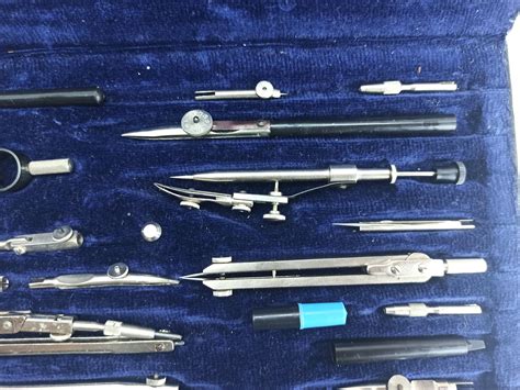 Vintage Architect Set Drawing Set Professional Drafting Tools Etsy