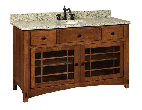 Many bathroom vanity cabinets only have storage underneath the sink. Amish 60" Lucern Mission Single Bathroom Vanity Cabinet