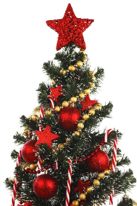 Decorated Christmas Tree On White Background Stock Image Image Of