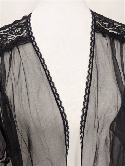 Sheer Robe Black Vintage See Through Robes Nylon Peignoir Etsy