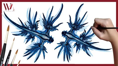 Watercolor Painting Tutorial How To Paint A Sea Slug Blue Dragon