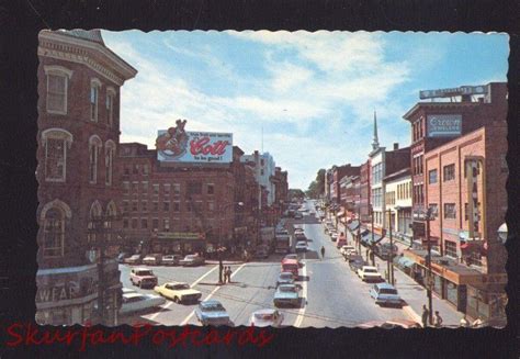 Bangor Maine Downtown Street Scene 1960s Cars Vintage Postcard Stores