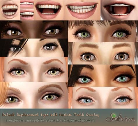 Radiant Eyes With Custom Teeth Overlay Default Replacement Sims Makeup Sims Sims