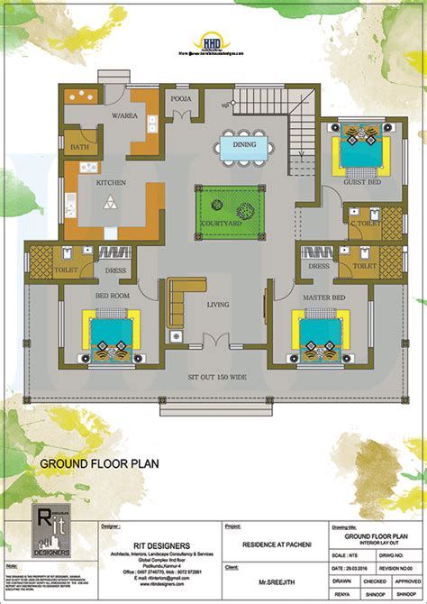 Kerala Traditional 3 Bedroom House Plan With Courtyar