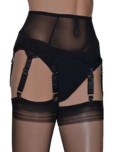 black power mesh 6 strap suspender belt