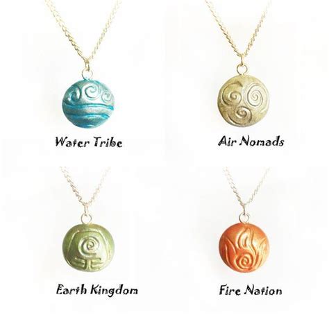 4 Nations Pendants Avatar The Last Airbender Air Earth Water Etsy