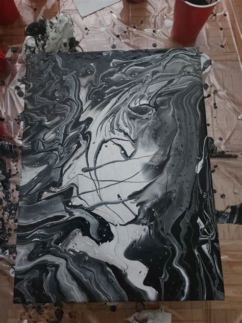Black And White Pour Painting Royal Canvas Gallery On Etsy Pour
