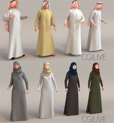 8x Arabic People Real Cloth Simulation Animated 3d Model 2