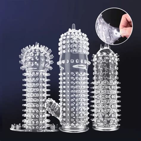 Crystal Sleeve Silicone Spike Condoms For Male Delay Set Cover Couple Toys For Adult Sex