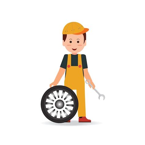 Premium Vector Tire Service Man Worker Changing Tire