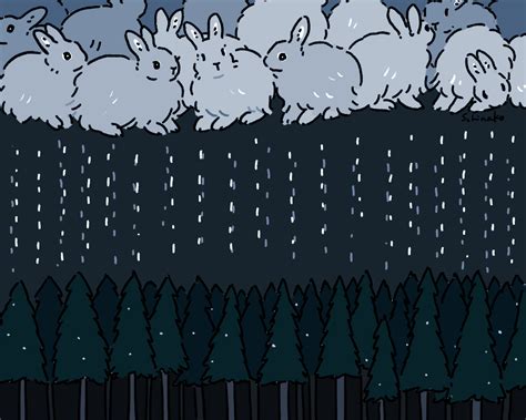 Browse the newest, top selling and discounted cute products on steam Day 23 Night rainy forest and rabbit cloud🌲🐇 | Bunny art ...