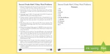 Two Step Word Problems For Second Grade Teaching Resources