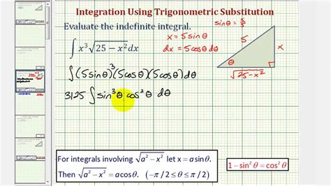 Integration and differentiation are inverse processes to one another because. Ex: Indefinite Integral in the form x^n*sqrt(a^2 - x^2 ...