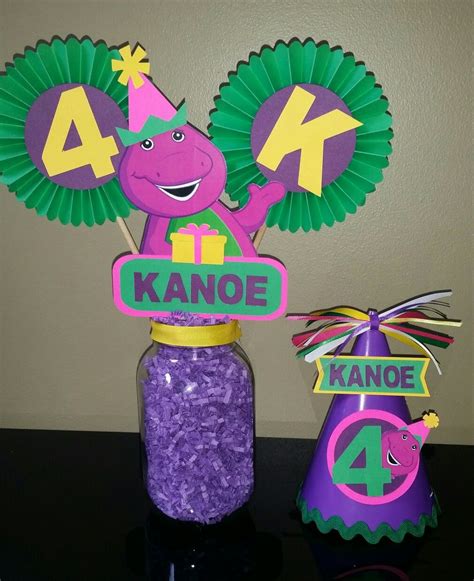Barney Party Hat And Centerpiece Barney Birthday Party Barney Party