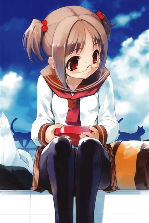 wallpaper cute anime girl  cats schoolgirl  uhd  picture image