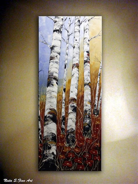 Birch Tree Painting Original Abstract Textured Art Acrylic Etsy