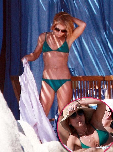 Kelly Ripa All Skin Bones On The Beach In Mexico