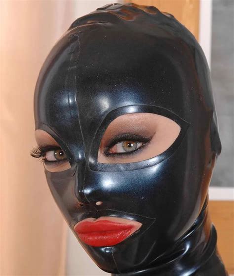 new anatomical latex mask black rubber fetish latex hoods and masks sexy mouth eyes condom