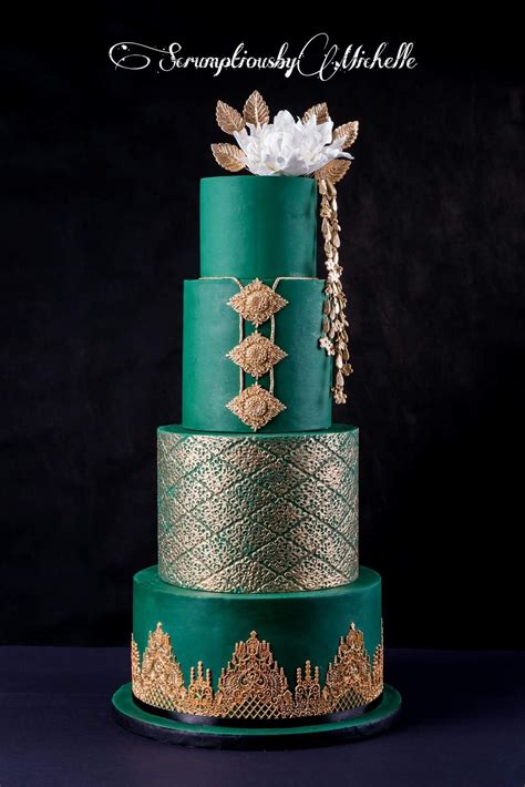 Emerald Green And Gold Wedding Cakes Twanna Hitt