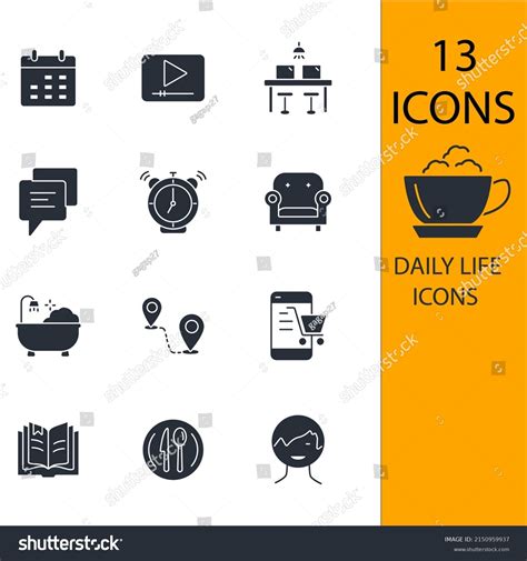 Daily Life Icons Set Daily Life Stock Vector Royalty Free 2150959937