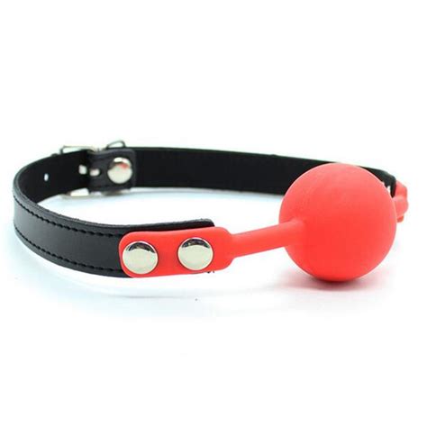 Silicone Ball Gag With Leatherlike Strap Buckle Closure Red Mooluxe