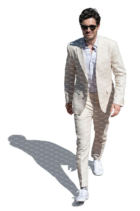 Cut Out Man In A White Suit Walking Seen From Above Vishopper