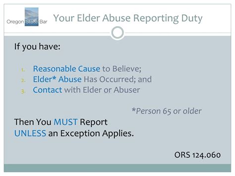 Ppt Oregon Lawyers Mandatory Duty To Report Elder Abuse Powerpoint