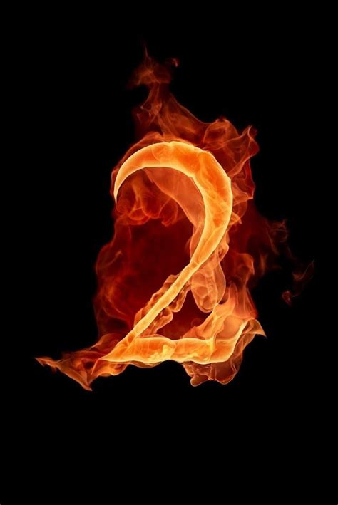 2 On Fire Fire Typography Number Wallpaper Numerology