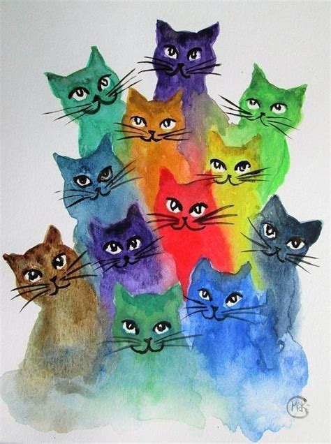 Colorful cats | Cat painting, Cat artwork, Cat colors