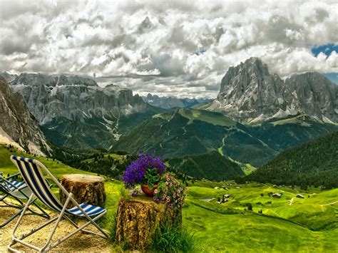 Spring Landscape Background Green Valley Mountains Sky Clouds Hd