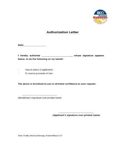 Authorization Letter To Bank Sample