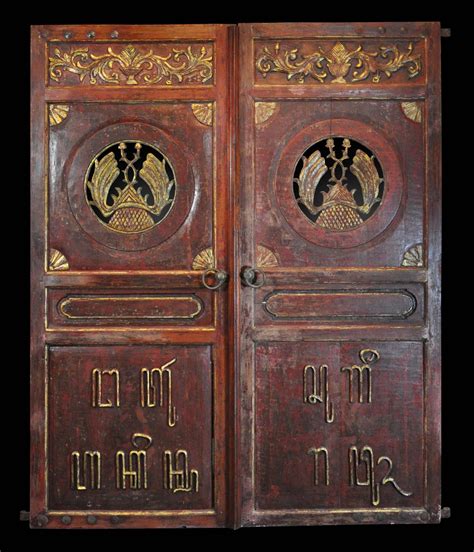 Rare Set Of Javanese Merchants Double Doors With Javanese Inscription