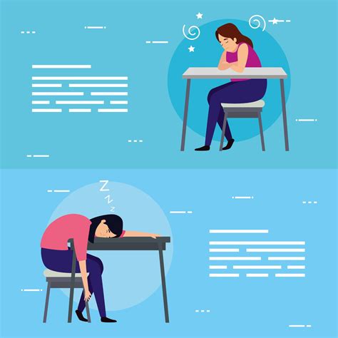 Scenes Of Tired Women In Workplace Banner Set 1810758 Vector Art At Vecteezy