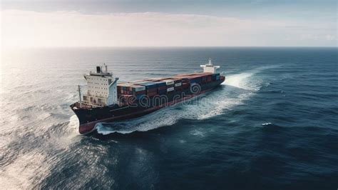 Aerial Panorama Of A Cargo Ship Carrying Container For Import And