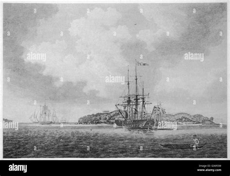 The First Fleet From England Enters Botany Bay Australia Date 18