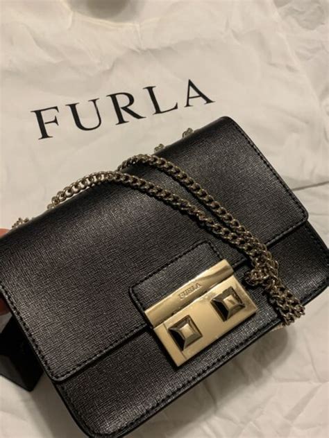 Furla Bella Mini Leather Chain Crossbody Bag In Moonstone For Sale