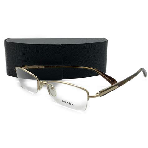 Prada Gold Metal Semi Rimless Eyeglasses 52o Zvn 1o1 52mm